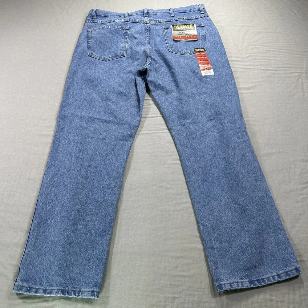 NEW Wrangler‎ Rustler Jeans Mens 40x32 Blue Denim Wrangler Regular Straight ^ - Picture 2 of 13